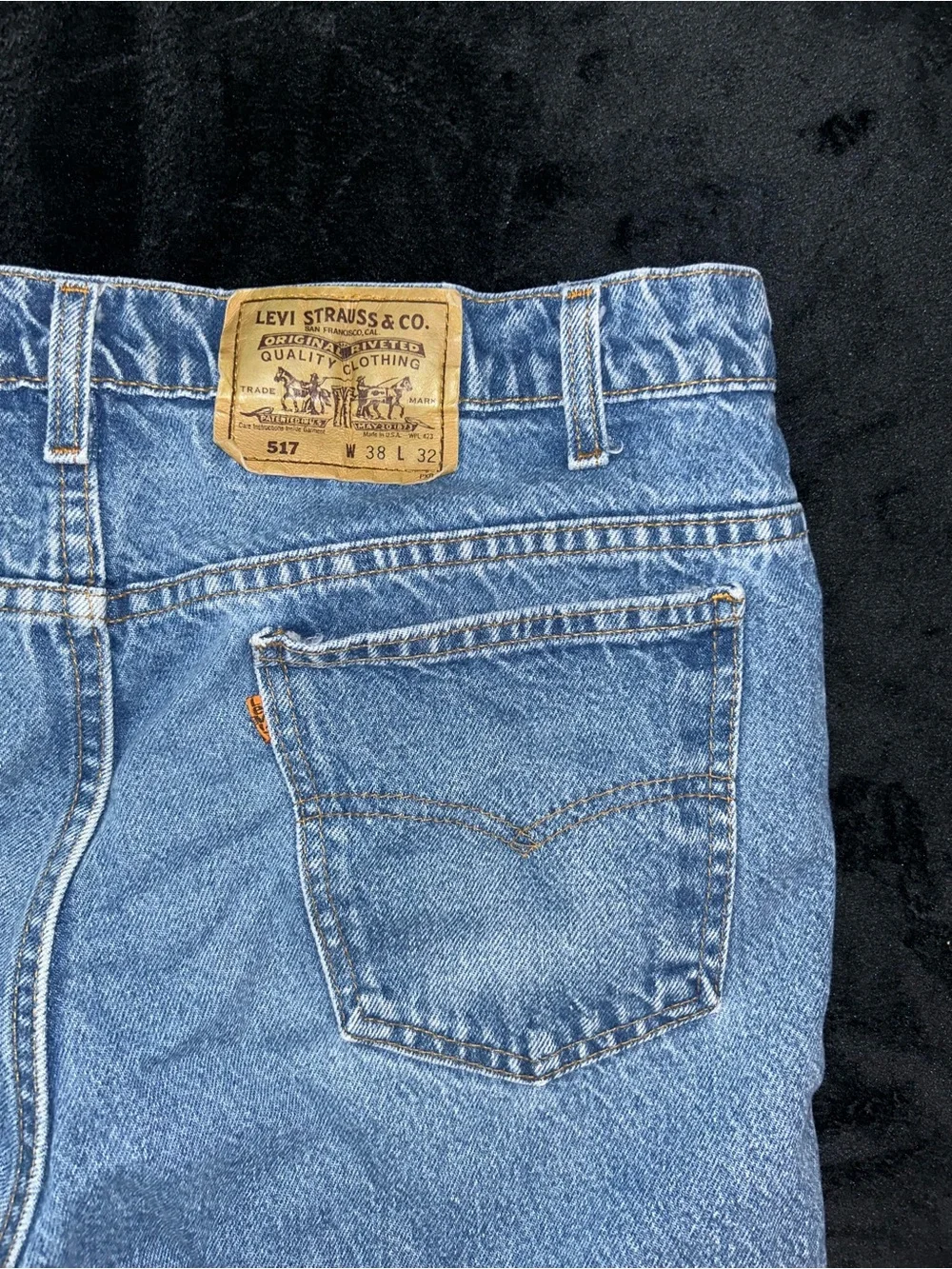 VTG Y2K Levis 517 Jeans Men 34x32 Blue 90s Orange Tab Bootcut Made USA Excellent